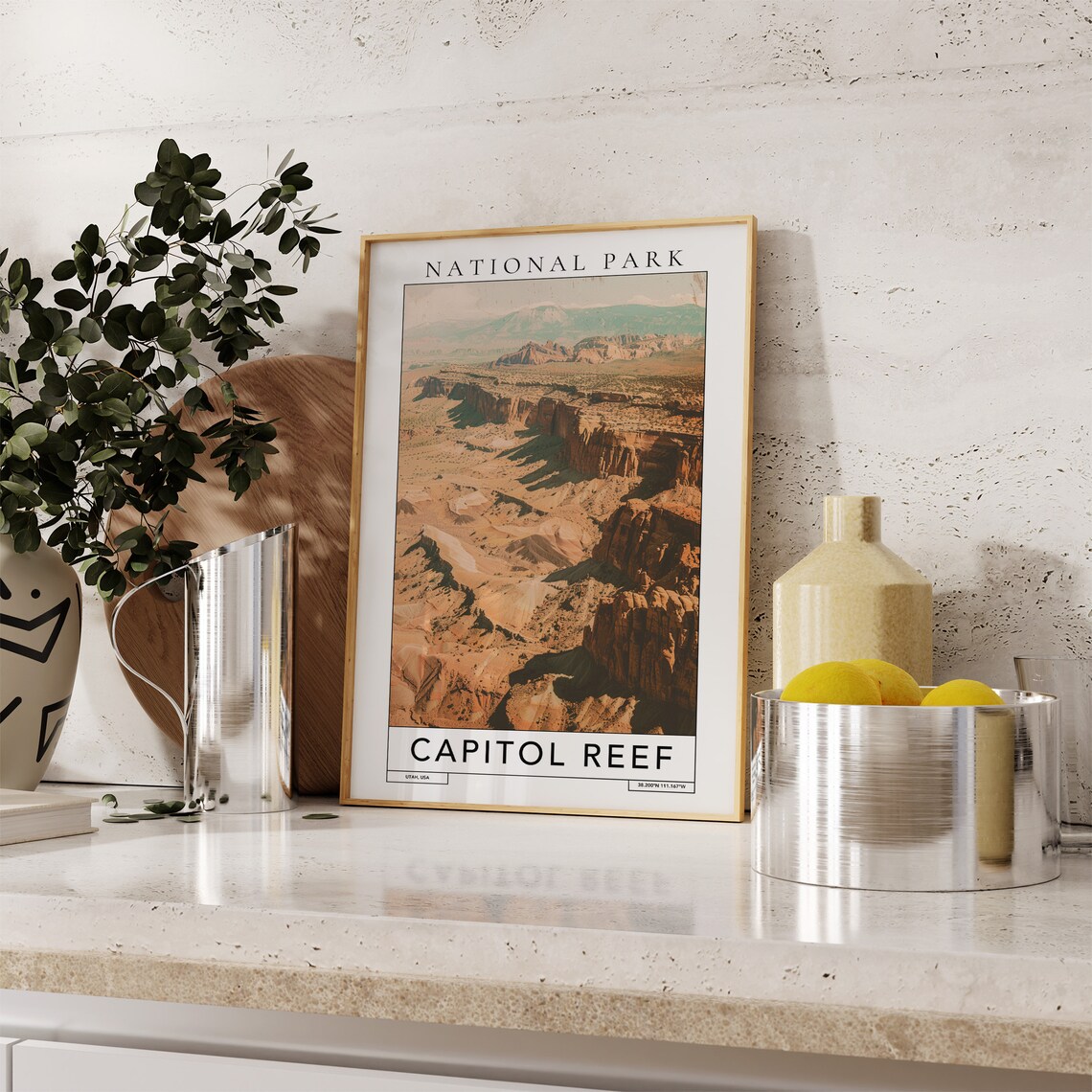 Capitol Reef Utah Red Rock Cliffs Desert Landscape National Park Poster - Image 2
