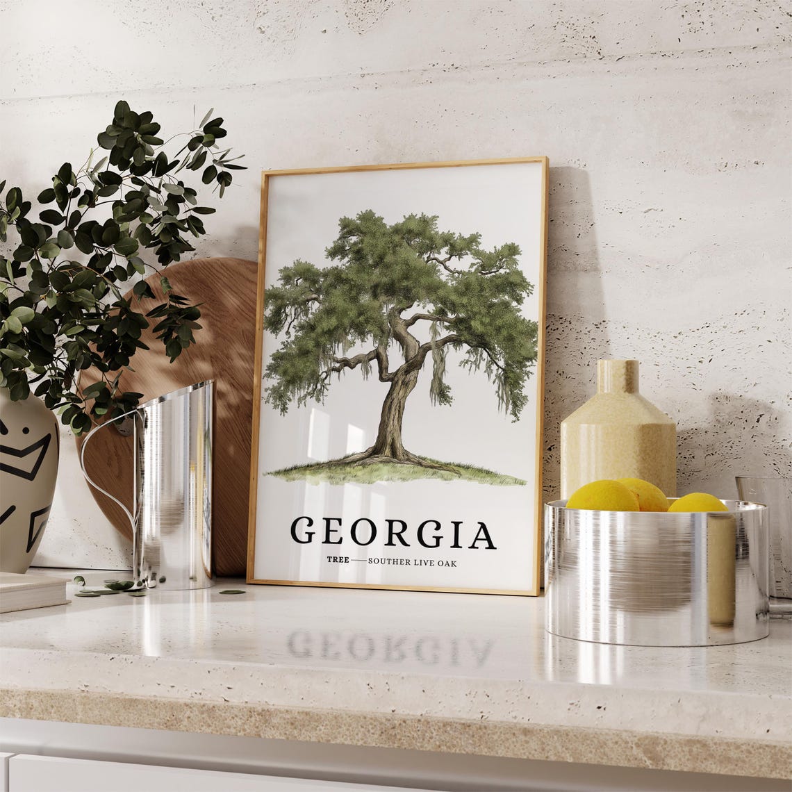Georgia Southern Live Oak Tree Botanical Minimalist State Tree Poster - Image 3