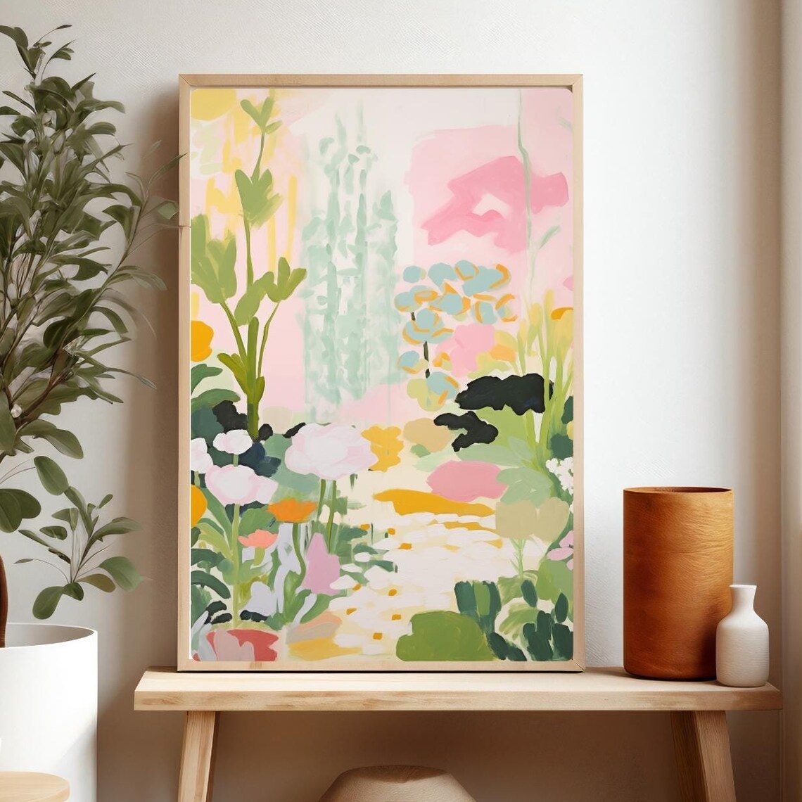 Modern Abstract Floral Watercolor Pastel Bloom Garden Art Poster