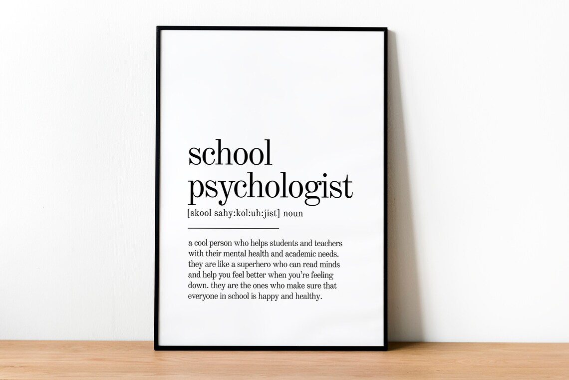 School Psychologist Dictionary Definition Minimalist Typography Gift Poster - Image 2
