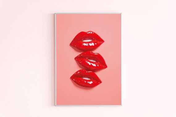 Glossy Red Lips Pop Art Beauty Makeup Room Wall Decor Poster