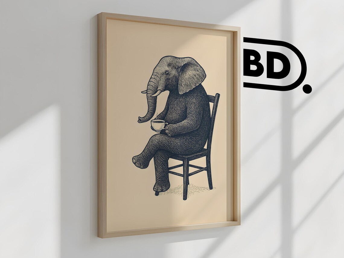 Quirky Elephant Coffee, Cute Retro Kitchen Decor - Image 2