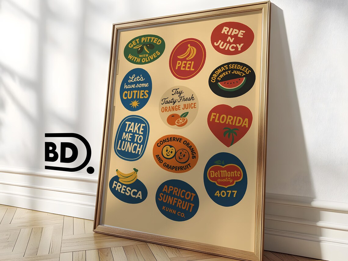 Vintage Fruit Poster Art Retro Food Print For Modern Kitchen Trendy Kitchen Wall Decor Kitchen Art - Image 3