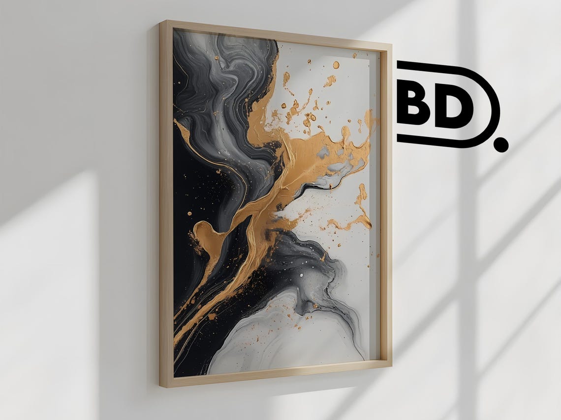 Abstract Wall Art Black And Brown Minimalist Print Neutral Japandi Decor Sophisticated Brushstroke Artwork - Image 2