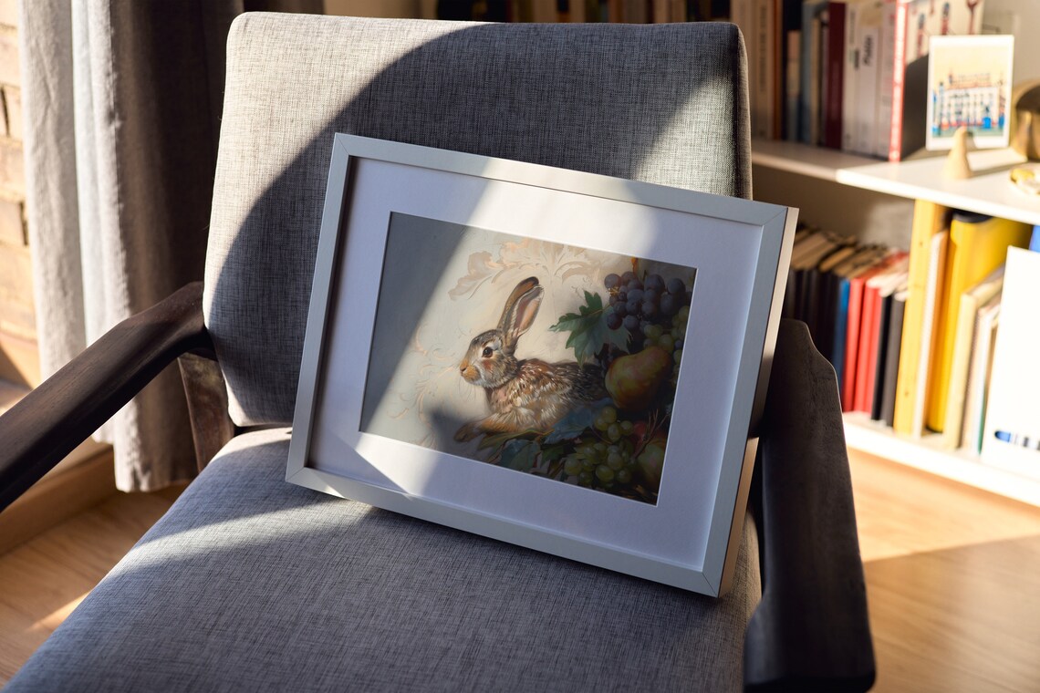 Vintage Rabbit And Fruit Still Life, Spring - Image 3