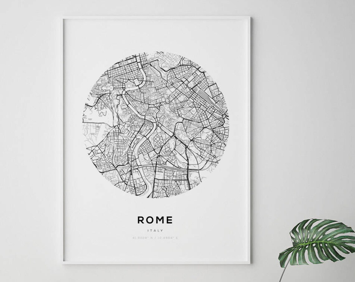 Rome City Map, Minimalist Italy Travel Poster