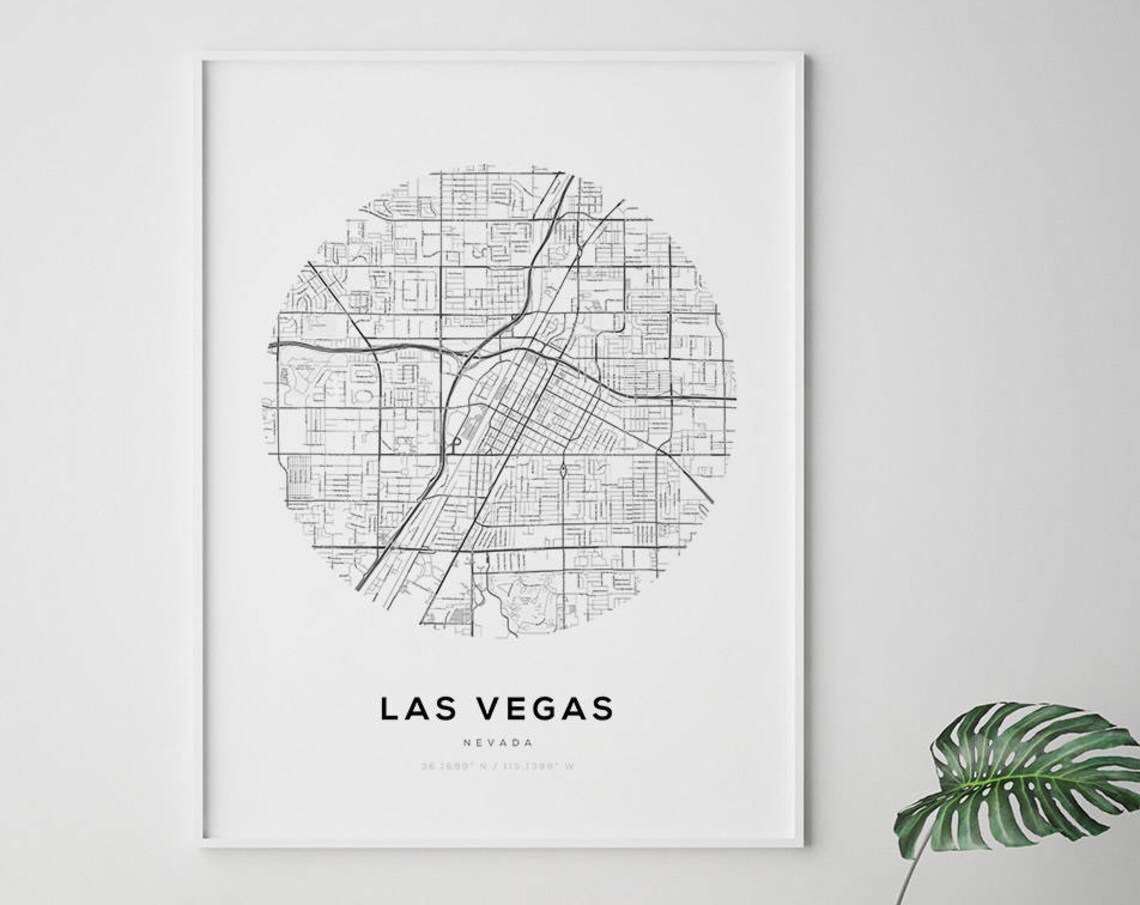 Las Vegas City Map Circle Art Print, Nevada