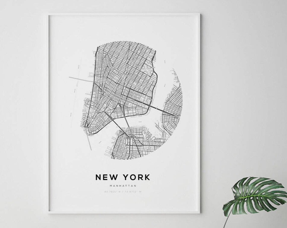 New York City Map, Minimalist Travel Poster