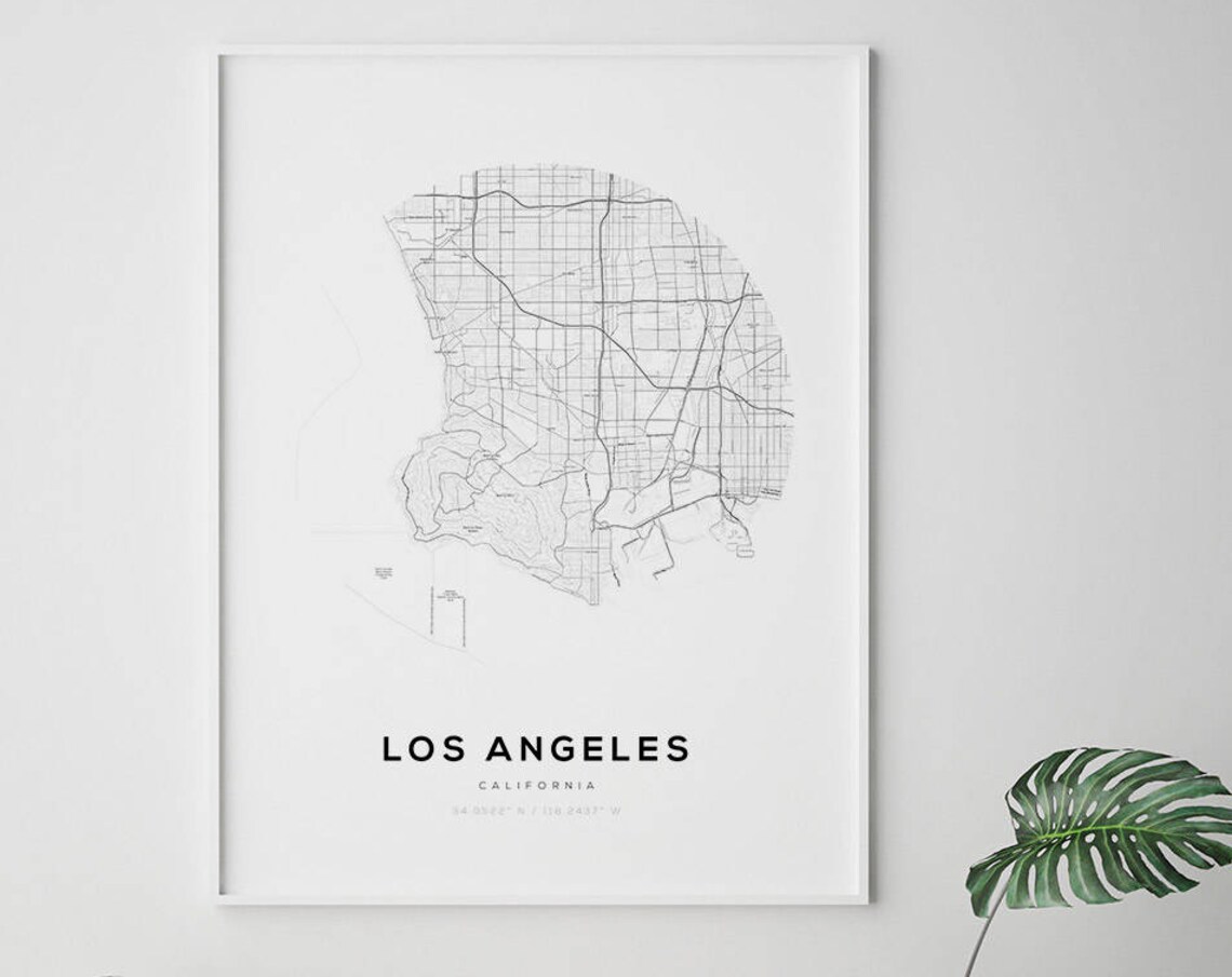 Los Angeles City Map Art Print, Modern Travel Poster