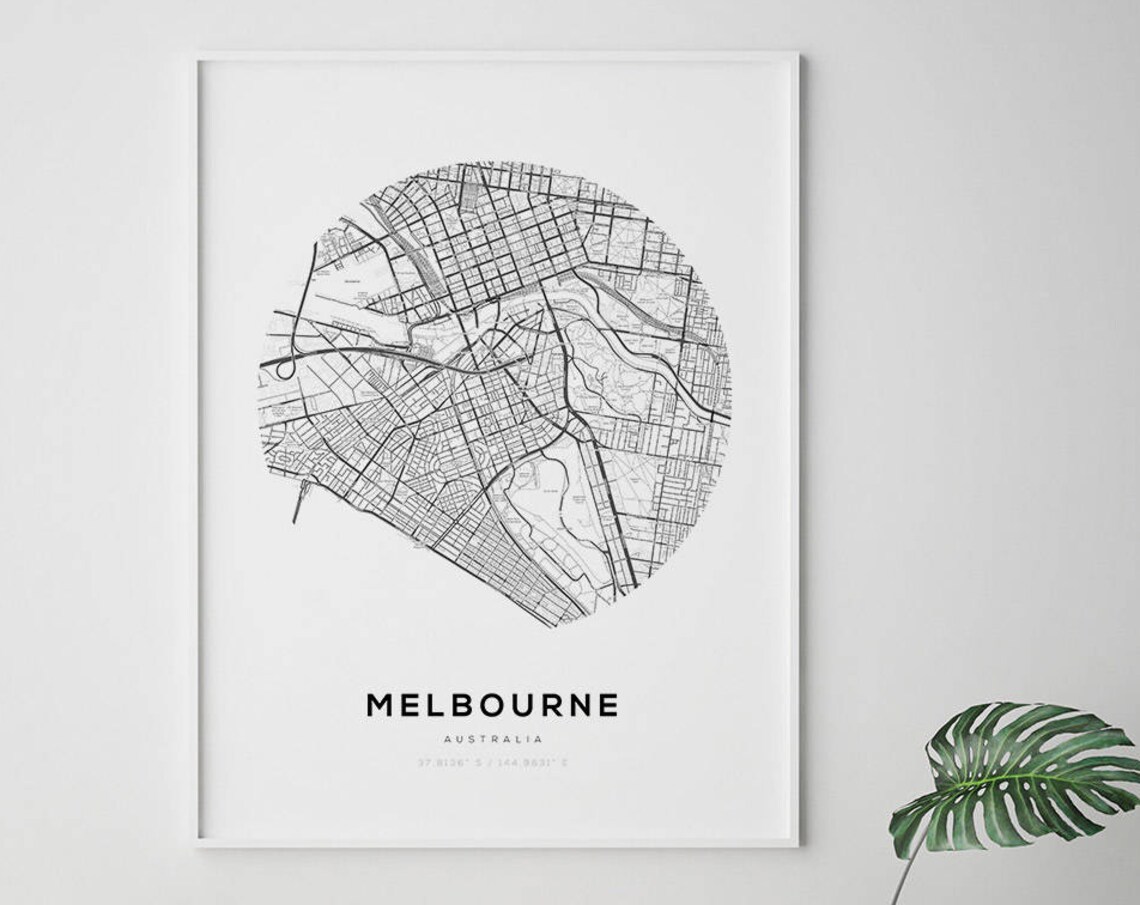 Melbourne Australia Map Print, Minimalist Travel Poster