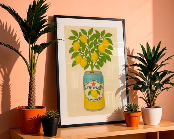 San Pellegrino Lemon Tree Wall Art Print Kitchen Home Decor