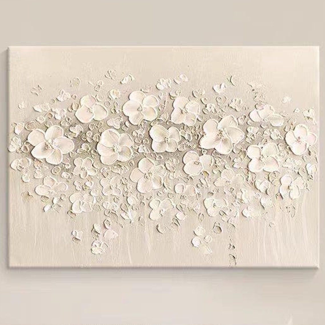 White Sculpted Blossom Relief Minimal Textured Floral Art Poster