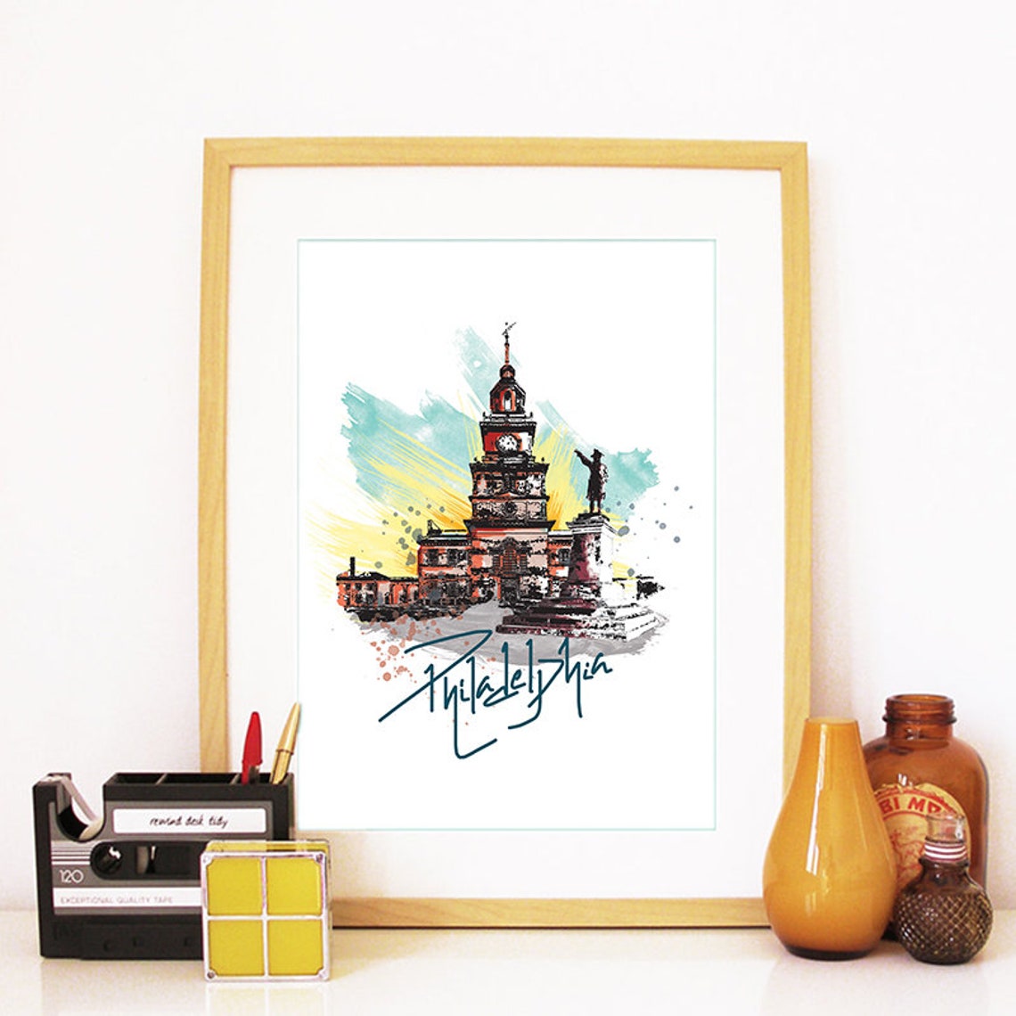 Philadelphia Print Philadelphia Skyline Philadelphia Art Philadelphia Poster Philadelphia Watercolor Philadelphia Art Print Philly Art - Image 2
