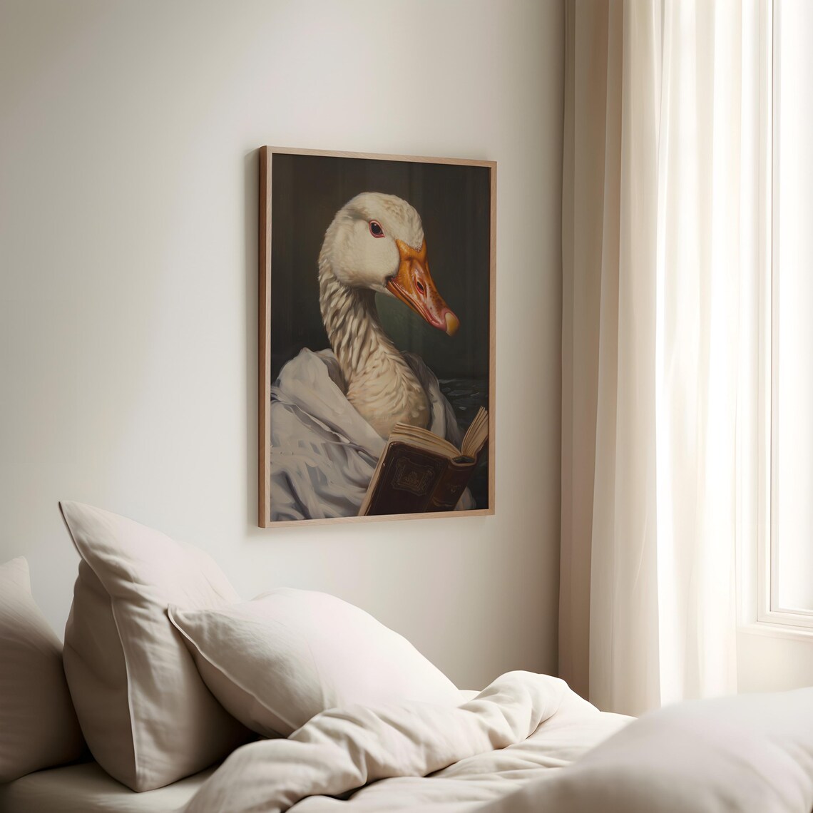 Reading Duck Antique Portrait Painting, Funny Gift - Image 2