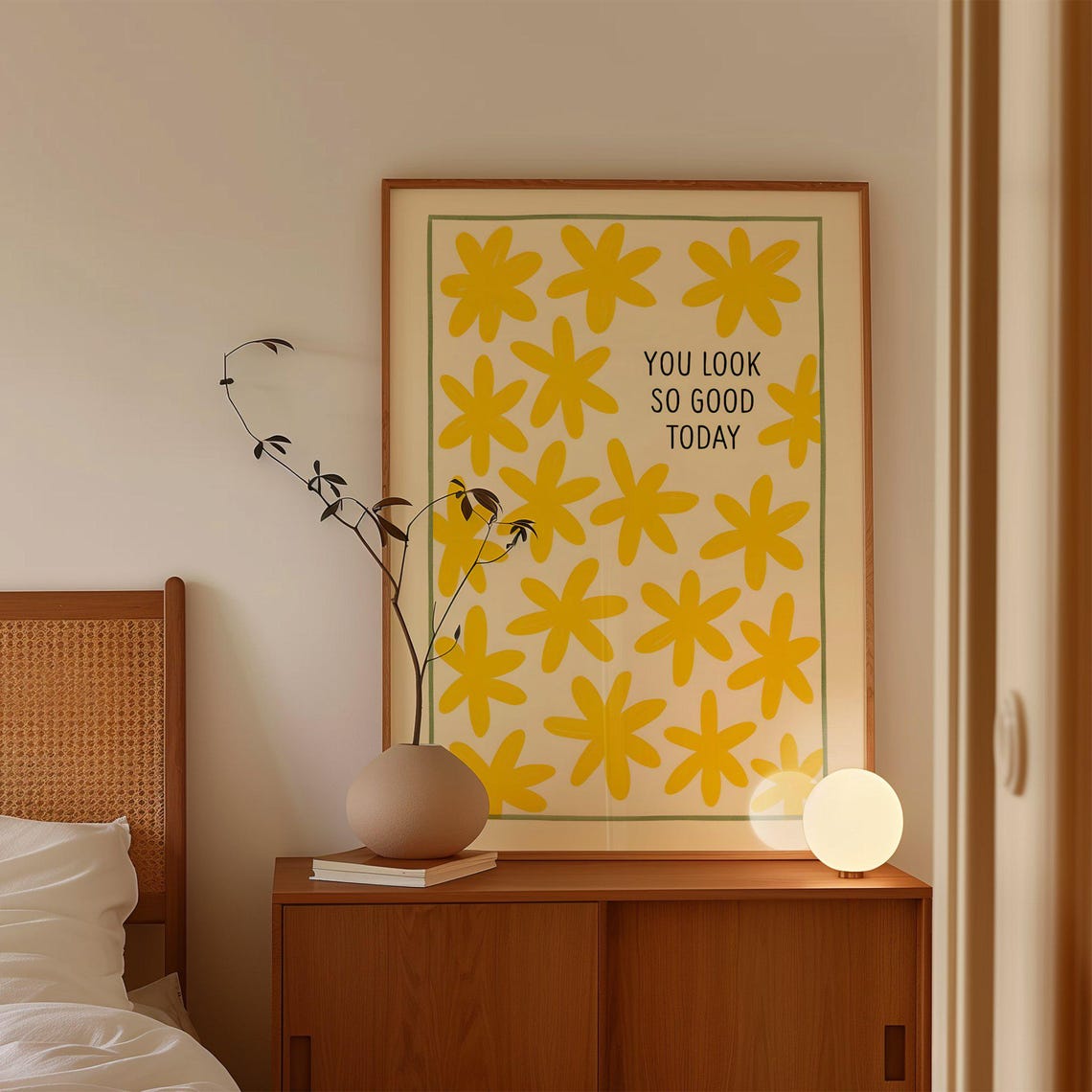 You Look So Good Today Yellow Daisy Floral Quote Decor Poster