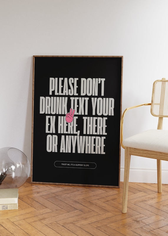 Please Don't Drunk Text Your Ex Funny Bathroom Quote Wall Poster