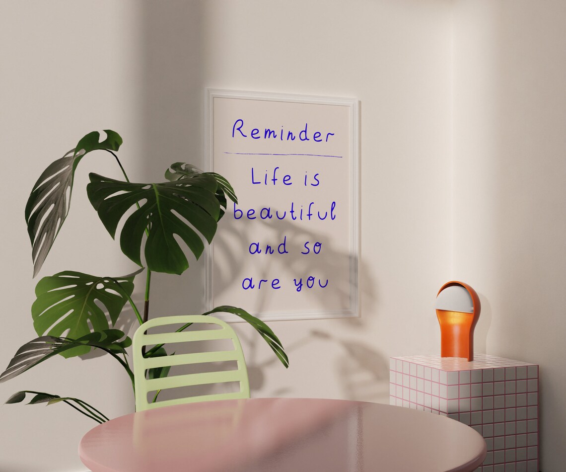 Life Is Beautiful Minimalist Positive Quote Poster - Image 3