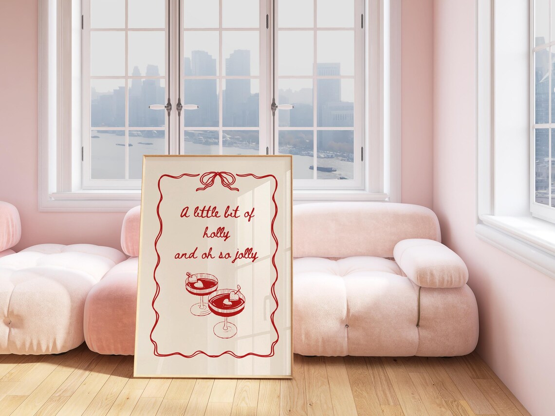 A Little Bit Of Holly And Oh So Jolly Cocktail Christmas Poster - Image 2