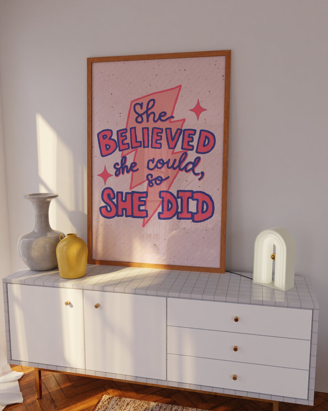 She Believed She Could So She Did Lightning Bolt Girl Power Poster - Image 2