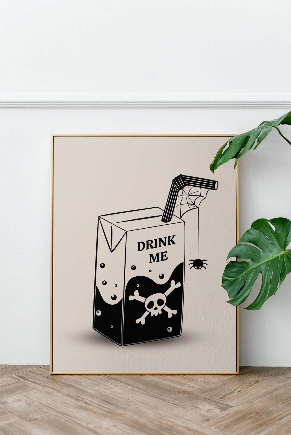 Drink Me Poison Potion Bottle Retro Spooky Halloween Skull Art Poster - Image 2