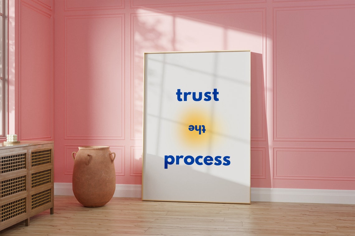Trust The Process Blue Minimalist Typography Motivational Wall Poster - Image 3