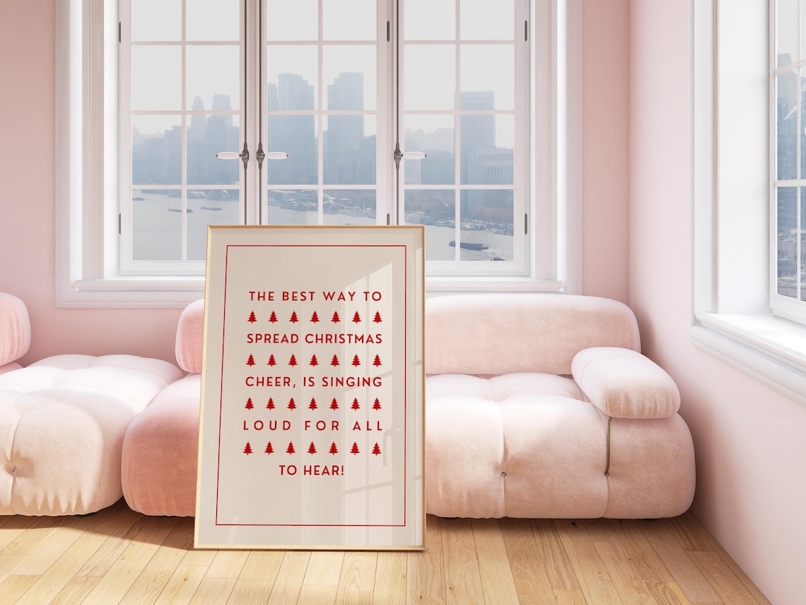 Minimalistic Spread Cheer Quote, Christmas Tree Poster - Image 2