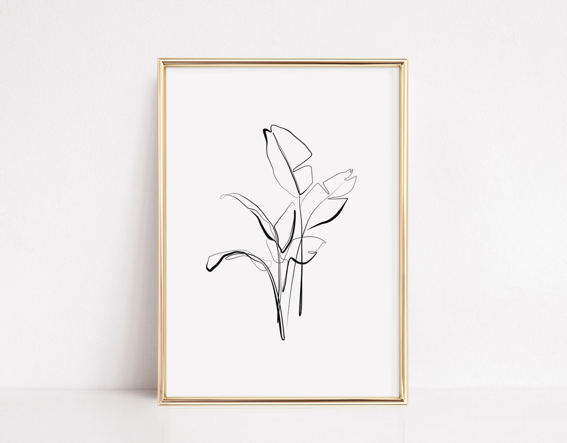 Minimalist Botanical Flower Line Art Drawing Home Decor Poster