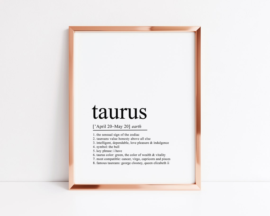 Taurus Zodiac Definition Typography Astrology Star Sign Poster - Image 2