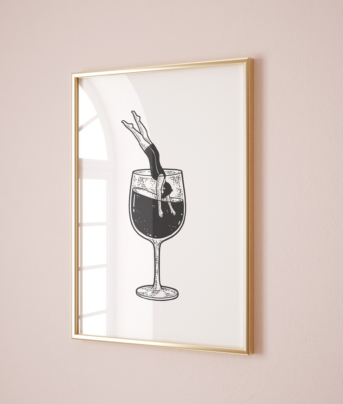 Funny Wine Glass Collage Retro Kitchen Art Print