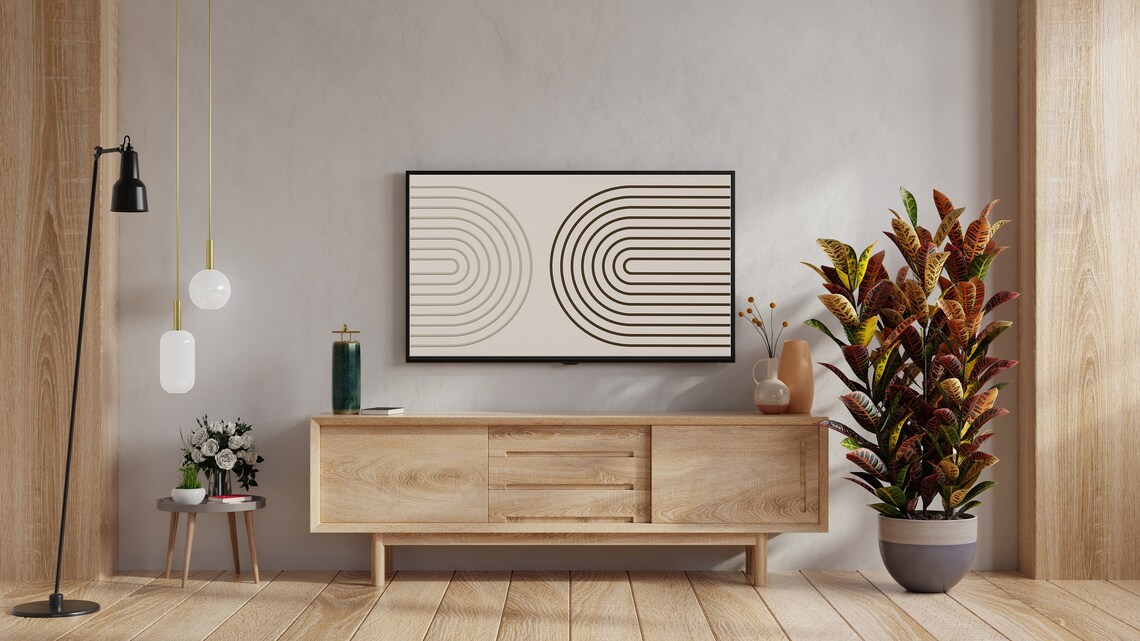 Retro Mid Century Beige Arches Abstract Geometric Poster for Frame TV - Image 2