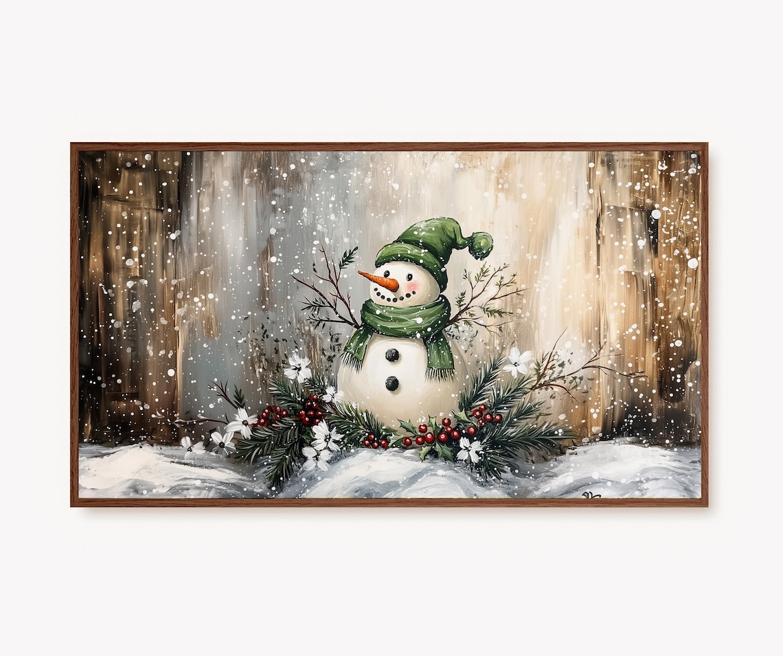 Christmas Snowman Holiday Wall Art Print