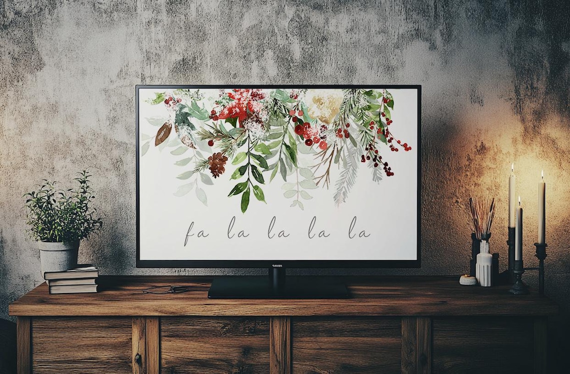 Christmas Wreath Minimalist Christmas Art Print - Image 2
