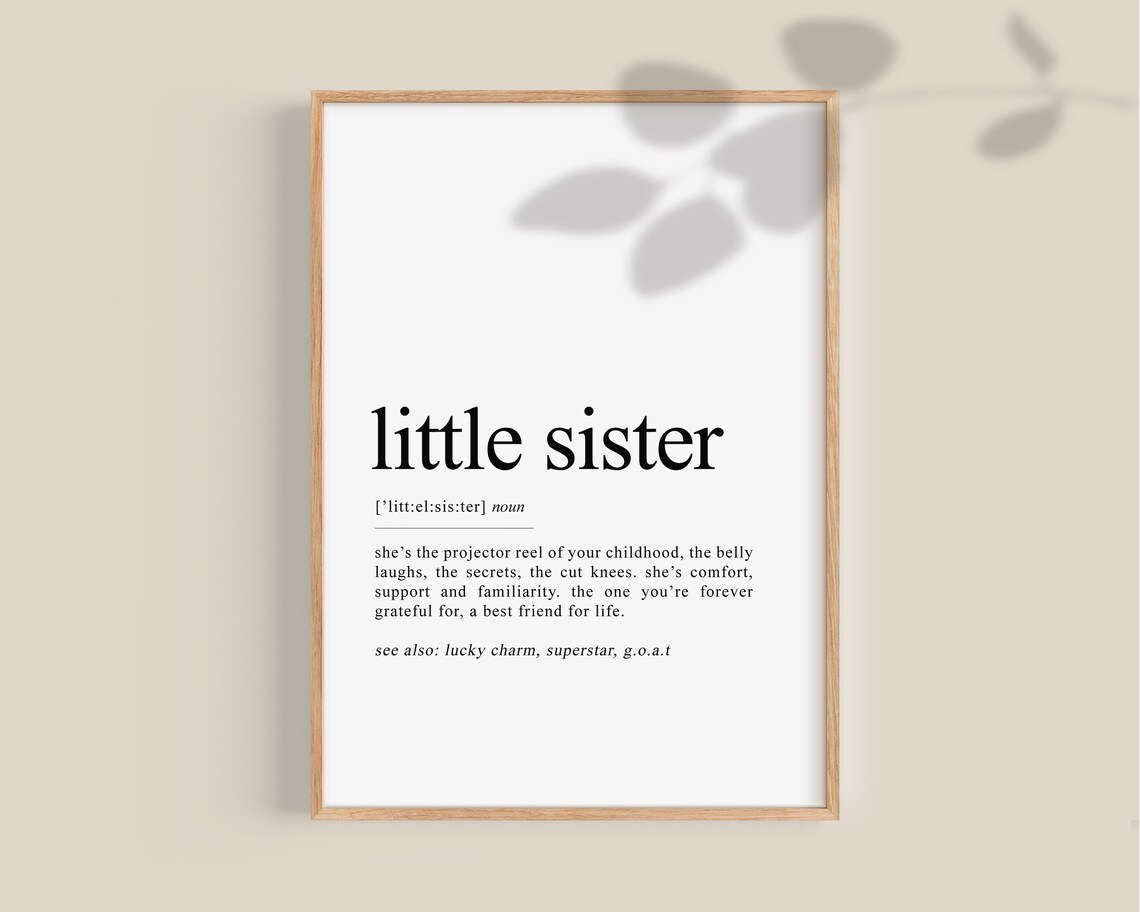 Little Sister Definition Print, Minimal Quote Art - Image 2