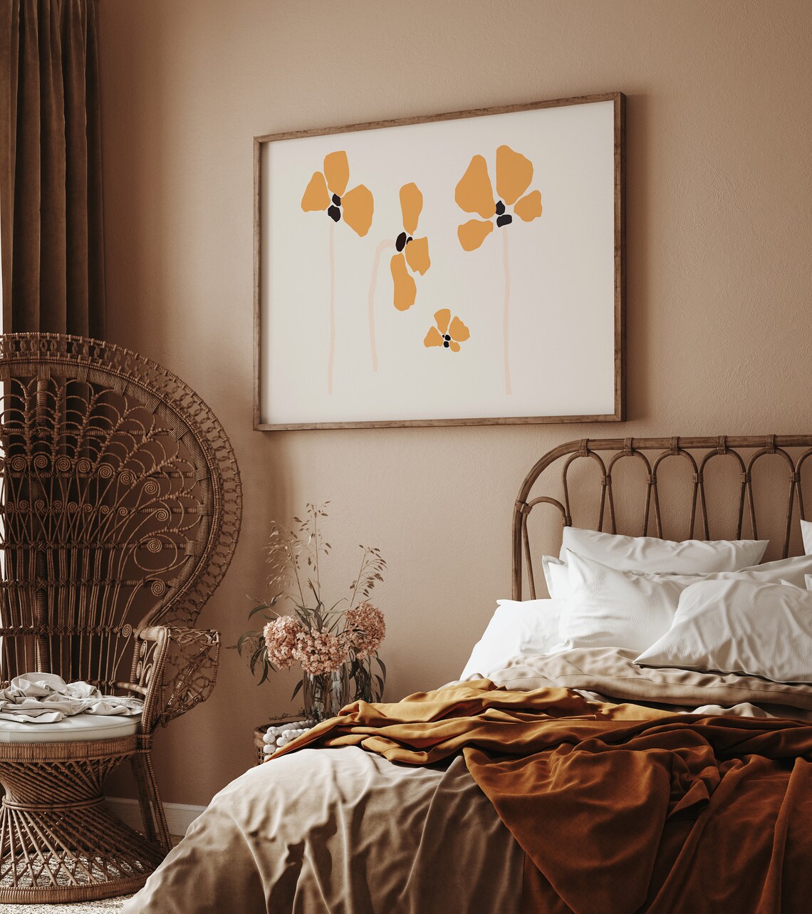 Mustard Yellow Wildflower Abstract Modern Minimalist Tv Poster - Image 2