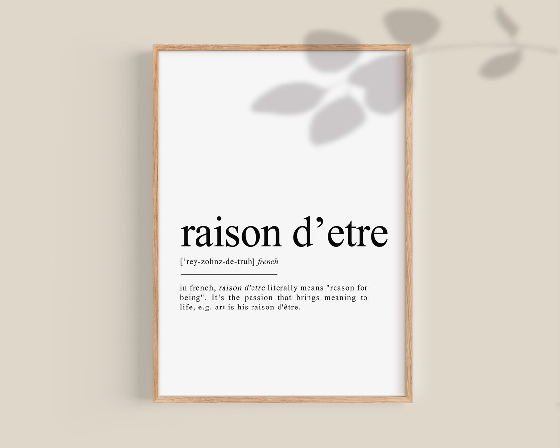 Raison d'Etre Definition French Quote Minimalist Dictionary Print - Image 2