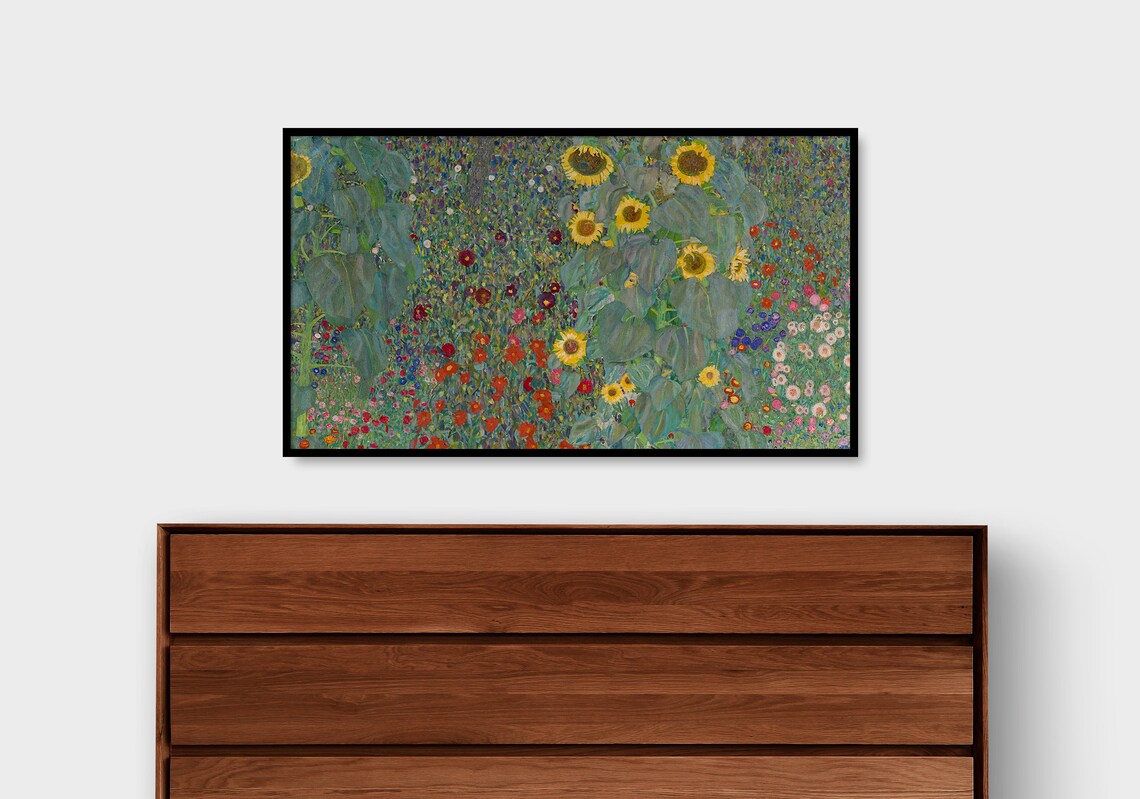 Klimt Farm Garden with Sunflowers Vintage Floral Oil Art Poster - Image 2