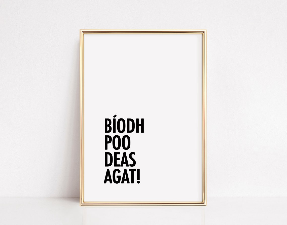 Bíodh Poo Deas Agat Funny Irish Gaelic Bathroom Humor Wall Art