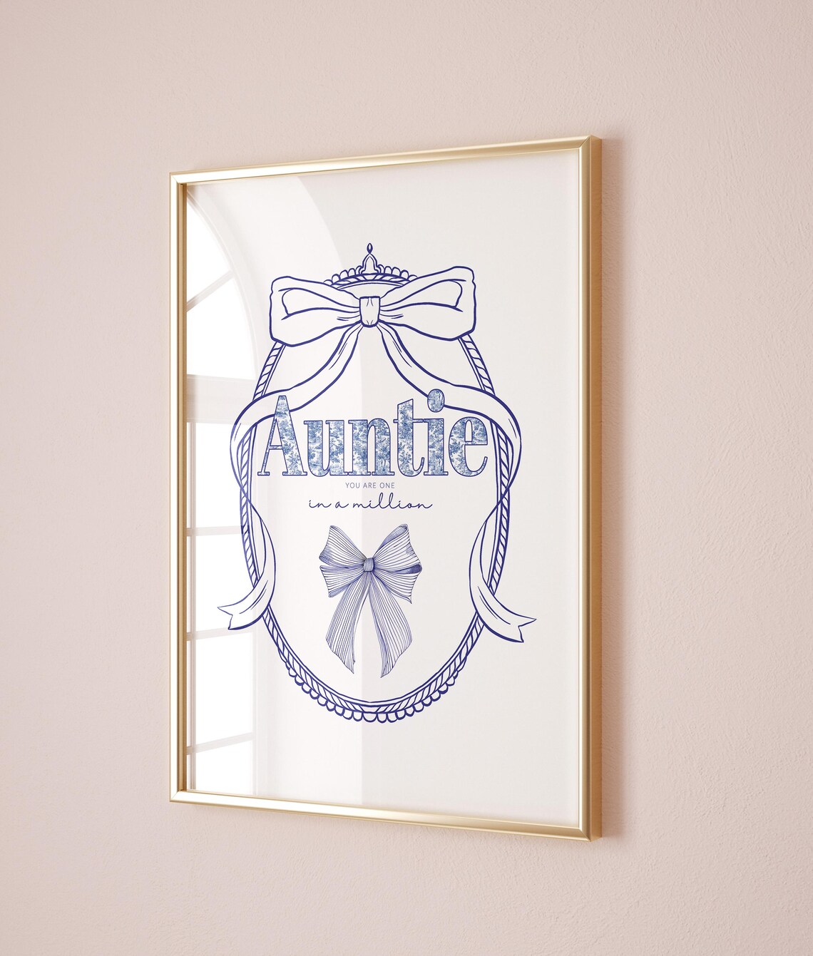 Auntie One In A Million Blue Line Art Cocktail Chic Gift Art Poster - Image 2