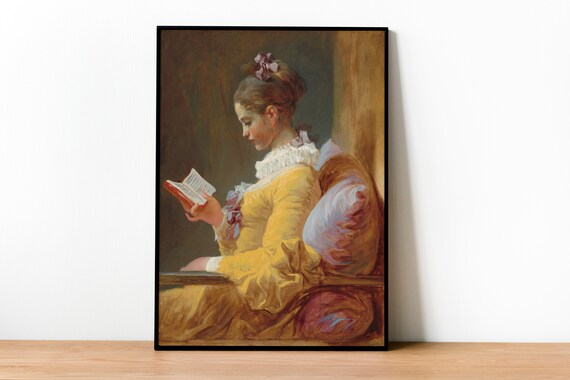 Fragonard Young Girl Reading Yellow Dress Classic Art Poster