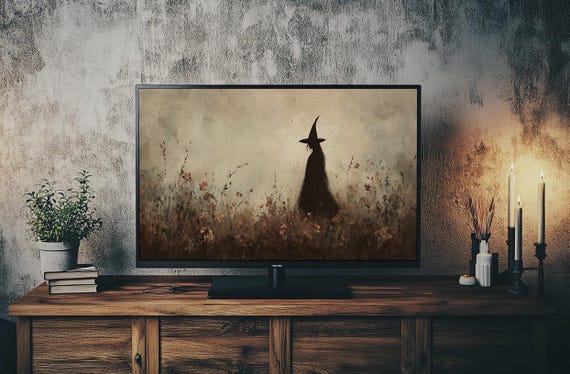 Frame Tv Art Halloween Witch Wall Art Vintage Dark Academia Print Vintage Halloween Tv Art Moody Gothic Decor Goth Tv