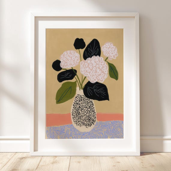 White Hydrangea Bouquet Fine Botanical Artwork