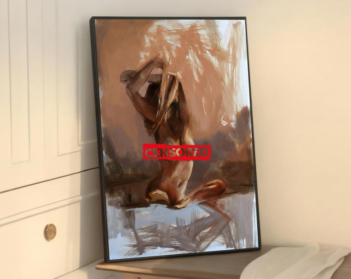 Passionate Embrace Of Lovers, Sensual Wall Art Print - Image 5