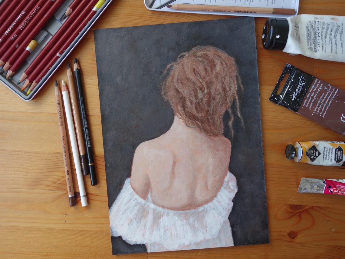 Redhead Woman Seen From Behind Elegant Dark Moody Art Poster - Image 2