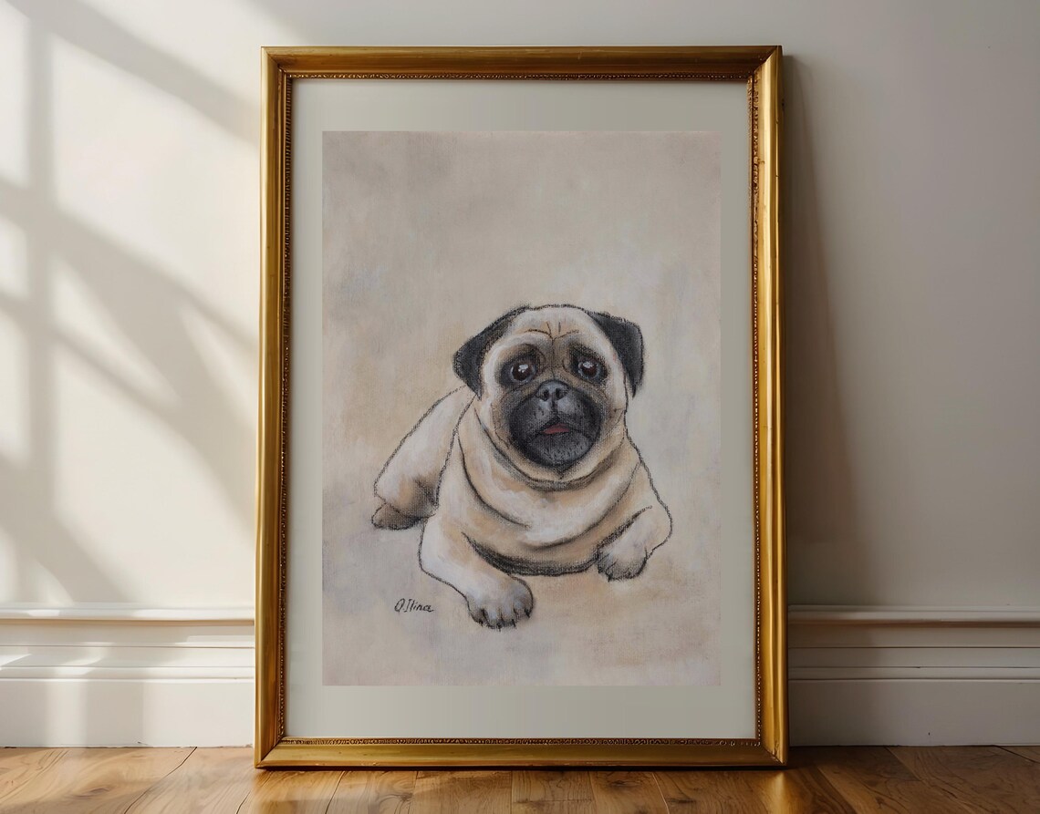 Pug Art Print, Original Painting Poster
