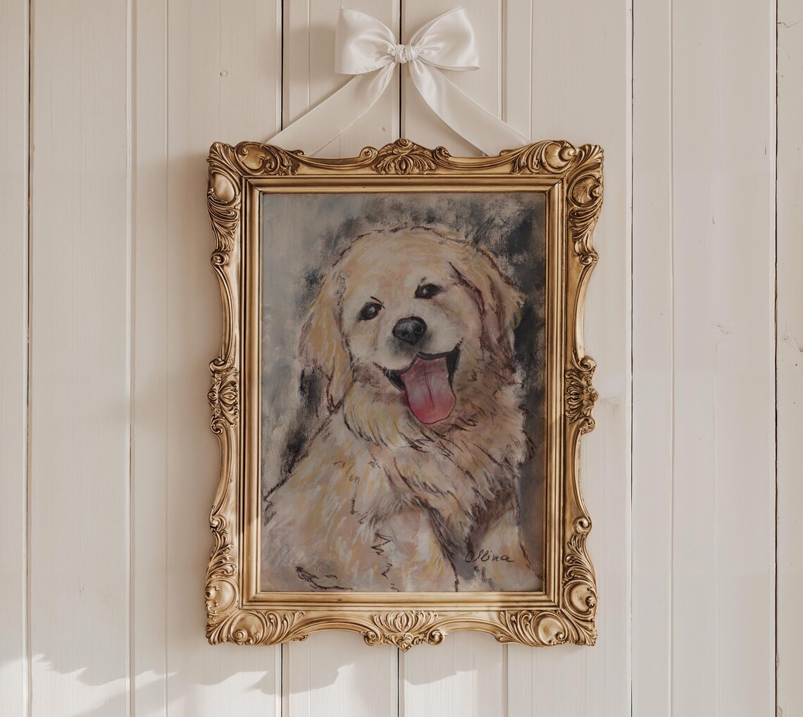 Smiling Golden Retriever With Tongue Out Happy Dog Art Poster - Image 2