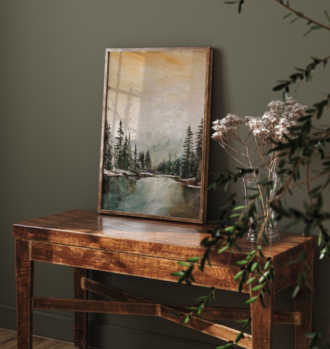 Pines and Lake, Pacific Northwest Cabin Art - Image 2