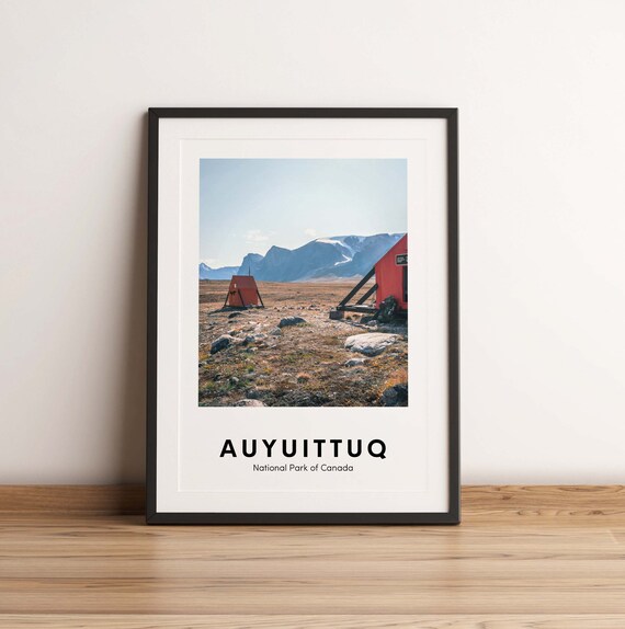 Auyuittuq National Park Canada Arctic Cabins Mountain Scene Print