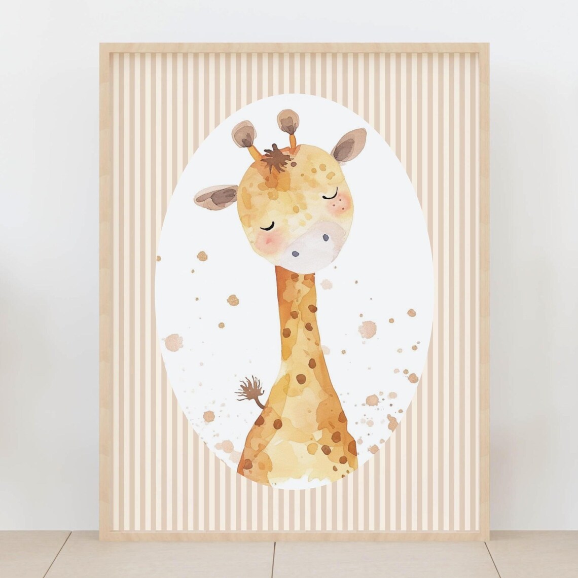 Sweet Baby Giraffe Watercolor Safari Nursery Animal Decor Poster