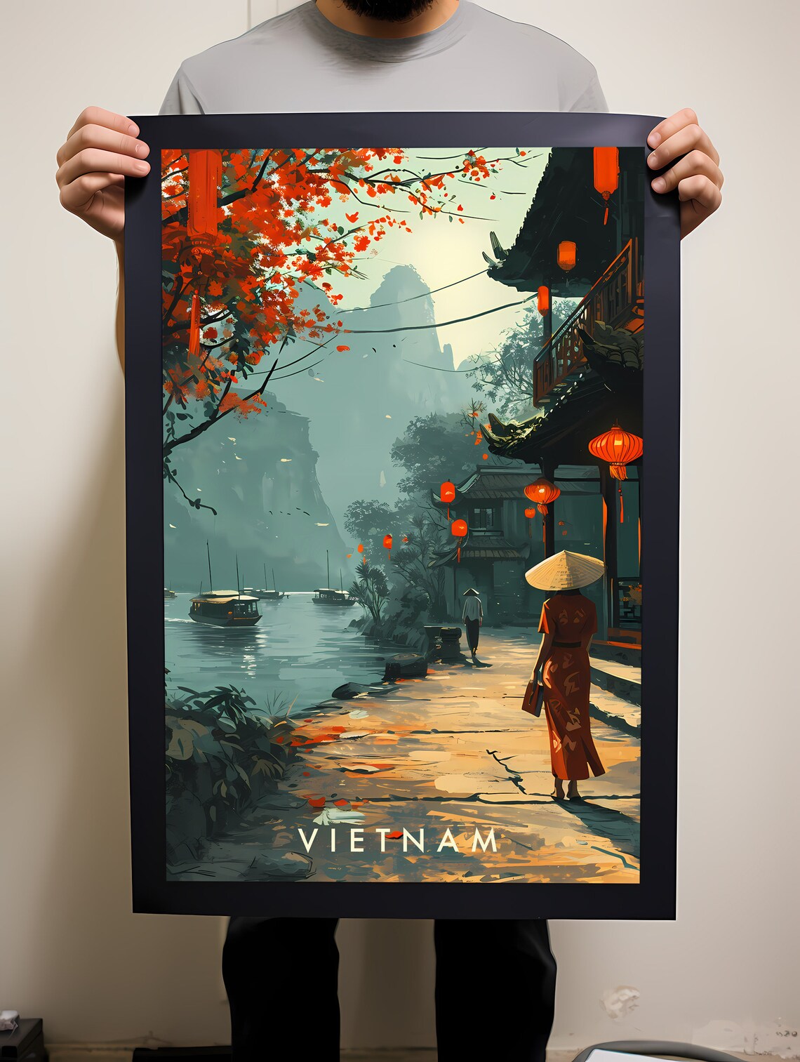 Vietnam Travel Poster, Asia Wall Art Print