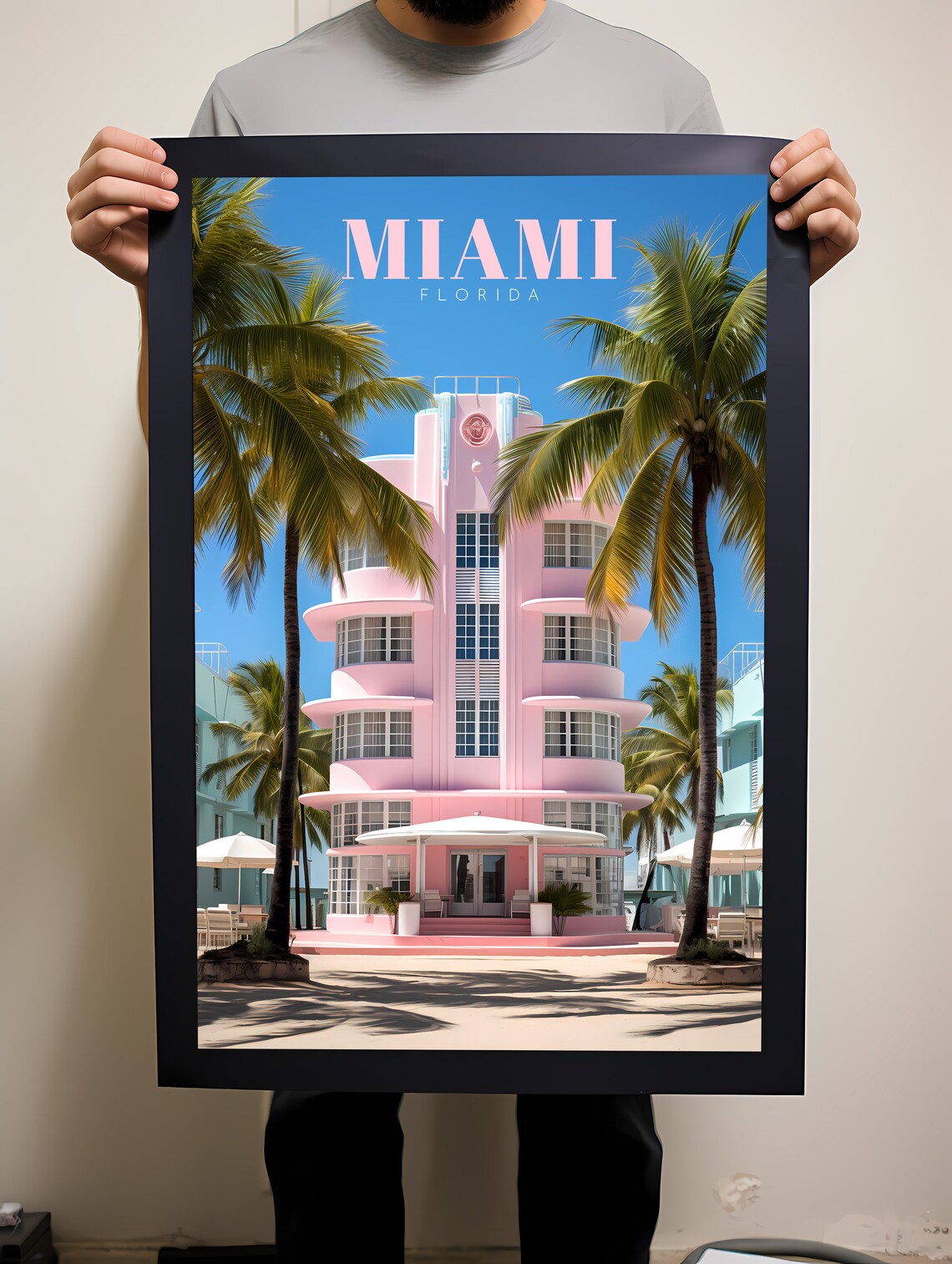 Miami Vintage Florida Art Deco Travel Poster Print